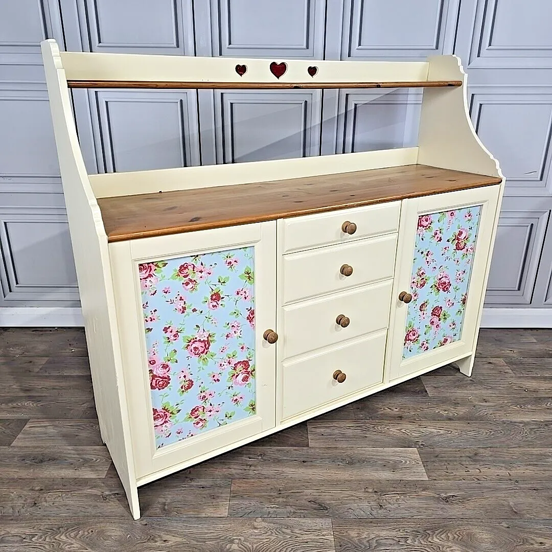 Vintage Sideboard Cabinet  Shabby Chic Solid Pine Wooden Kitchen Washstand Retro