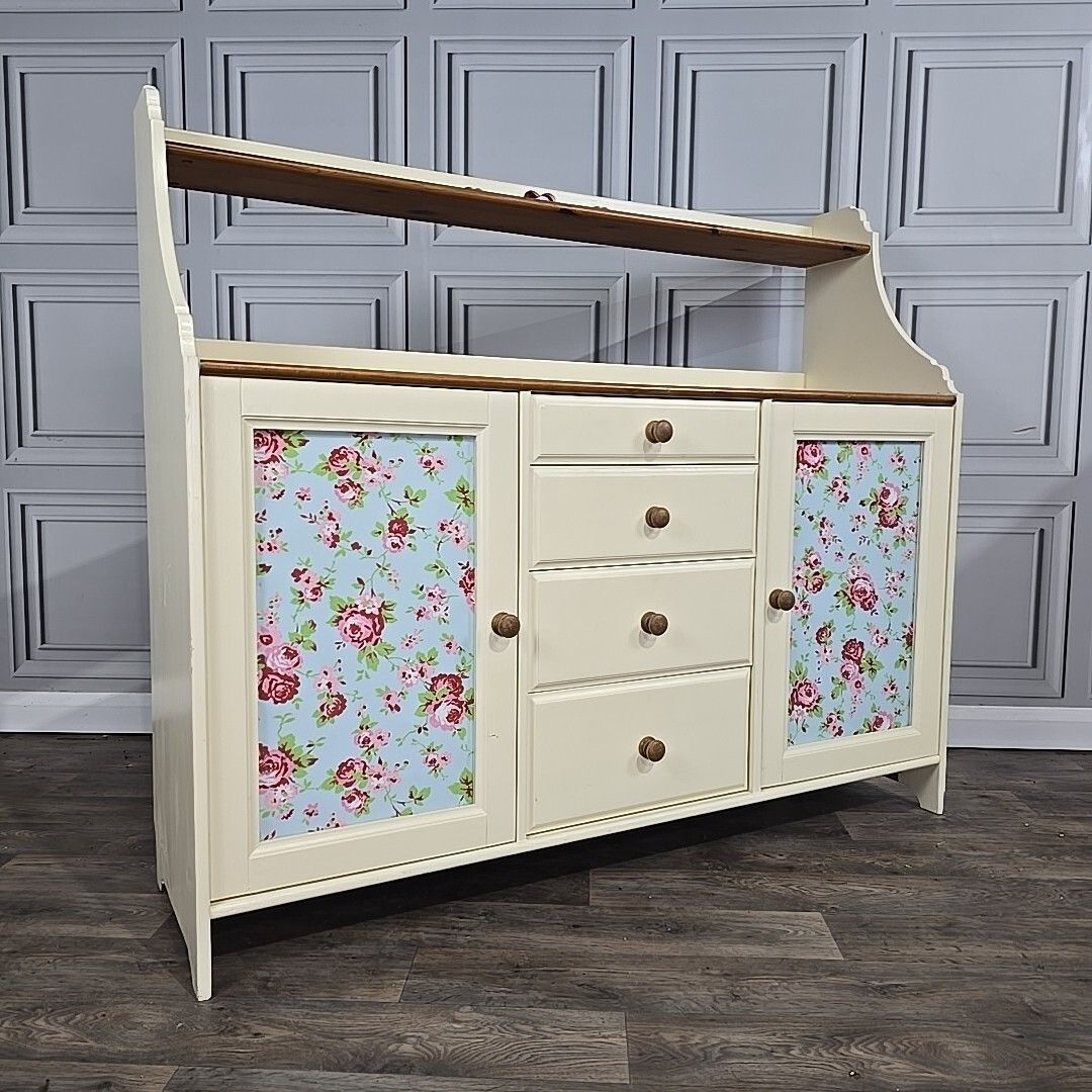 Vintage Sideboard Cabinet  Shabby Chic Solid Pine Wooden Kitchen Washstand Retro photo furniture