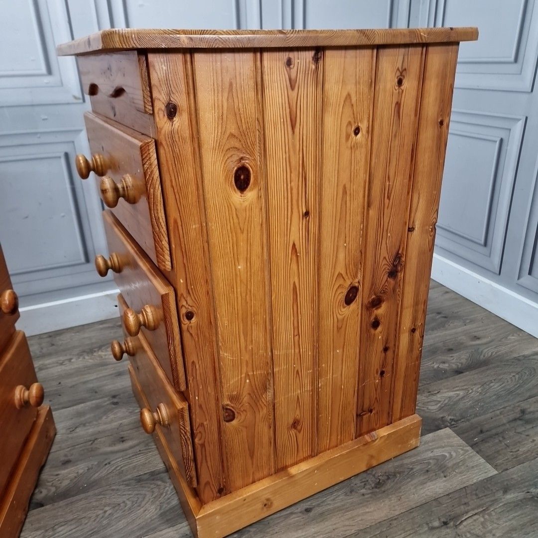 230.0 Retro Pair Pine Bedside Tables Chest Of Drawers Cabinets Solid Wooden Vintage photo