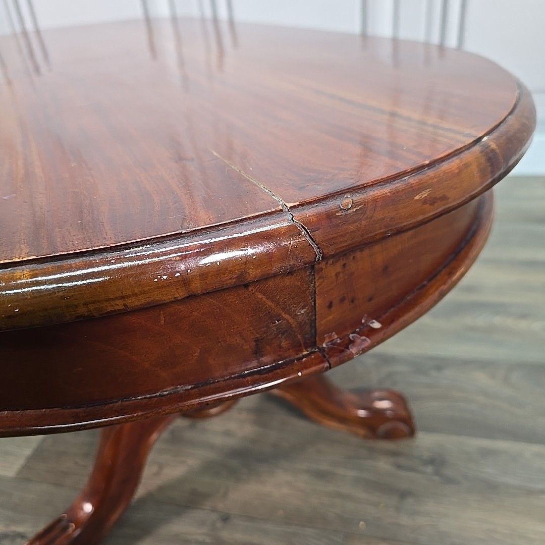 photo buy Antique  Coffee Table Victorian Style Mahogany Ball Claw Carved Pedestal Legs
