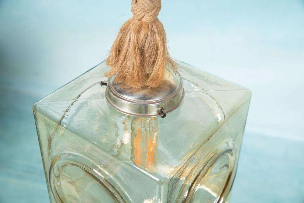 Japandi Glass Pendant Lamp, Bohemian Cubic Vintage Glass Lamp. photo buy