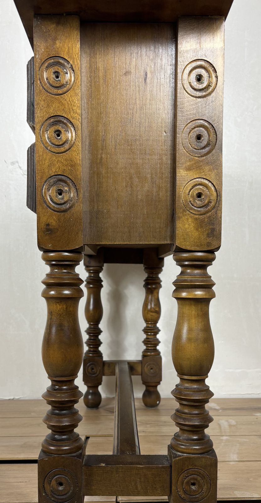 photo for sale Spanish Renaissance Revival Walnut Console Table With Four Carved Drawers, 1930s