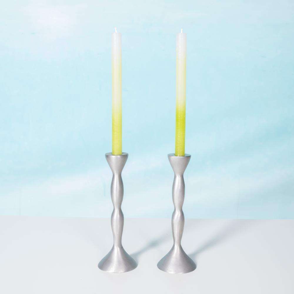 Set Of Space Age Candlesticks 70s/80s, Organic Aluminium.