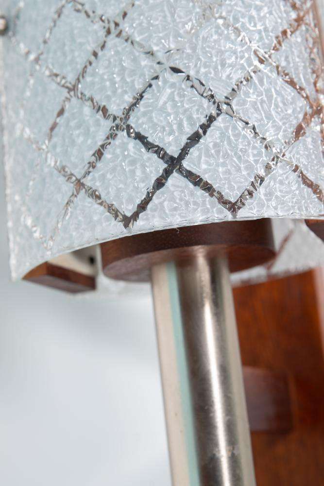 Vintage Wall Lamp From The 1960s, Frosted Glass And Bohemian Teak. photo vinterior