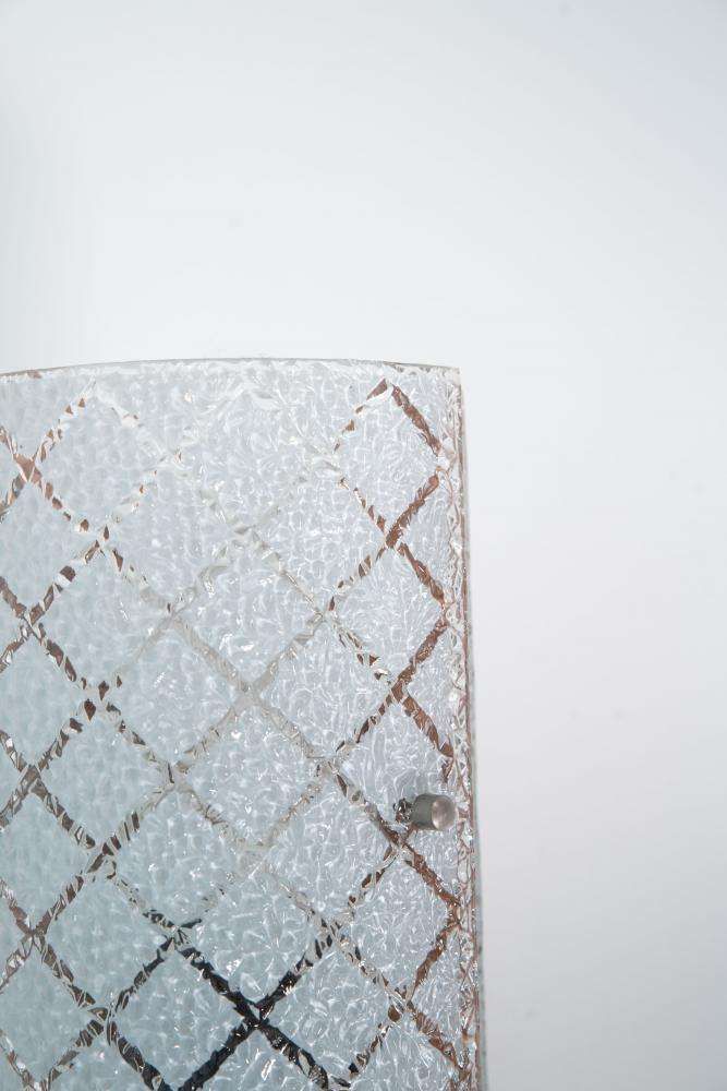 photo for sale Vintage Wall Lamp From The 1960s, Frosted Glass And Bohemian Teak.