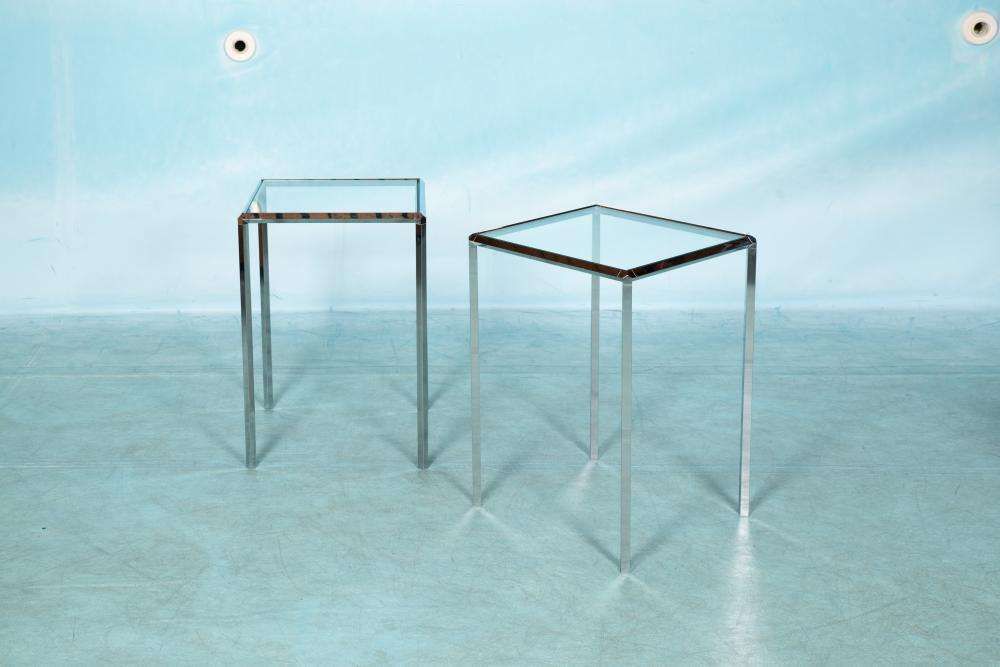 Vintage Herman Miller Bijzettafels, Glas & Chroom, Converta. photo 552.0