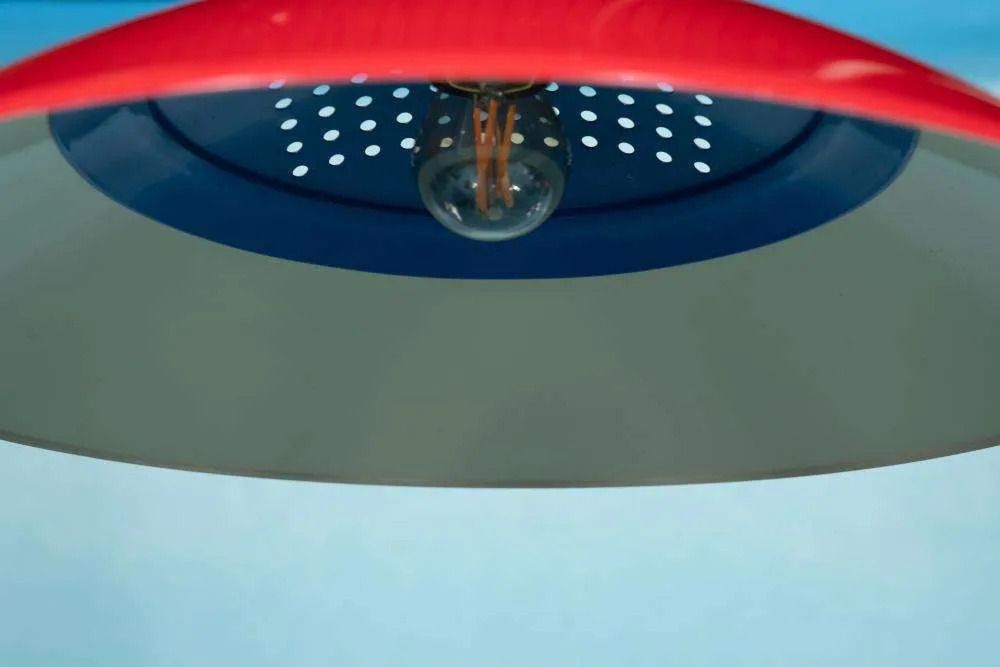 Memphis Style Pendant Lamp 1980s, Children's Room Red Blue Black. photo vintage
