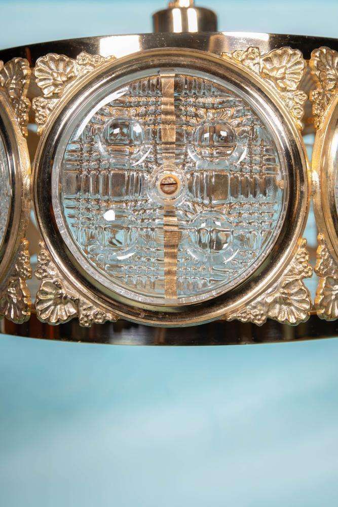 photo furniture Vintage Glass Pendant Lamp Sweden 60s, Brass & Glass Pendant.