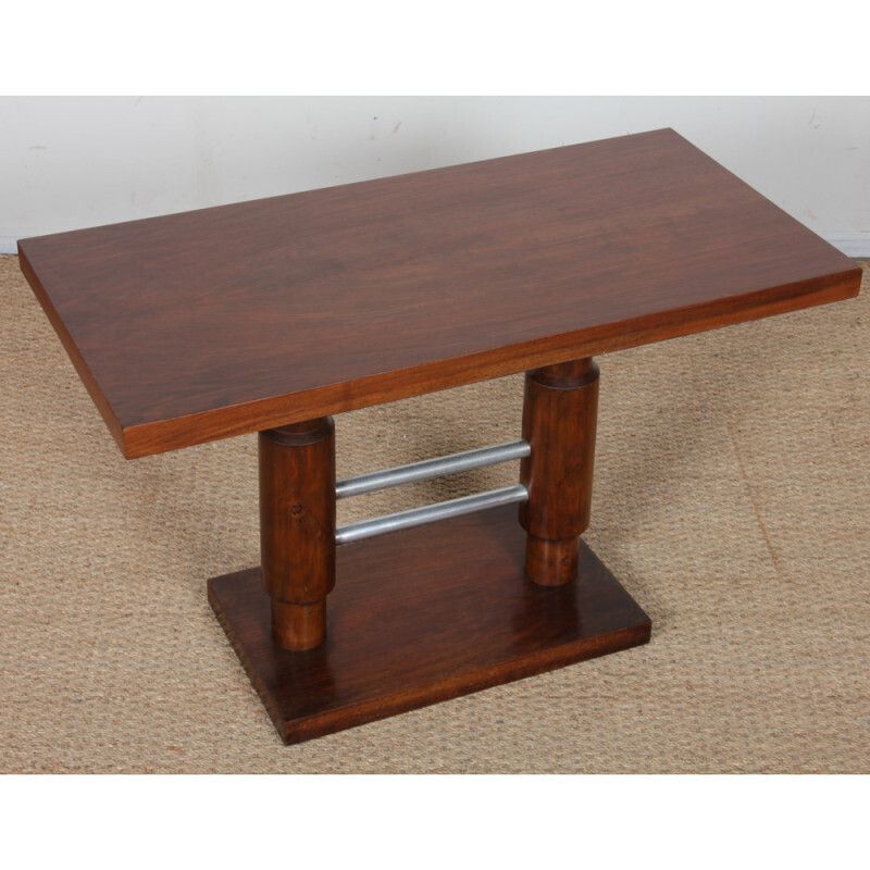Modernist Coffee Table In Wood And Chrome Plated Metal, 1930. photo furniture