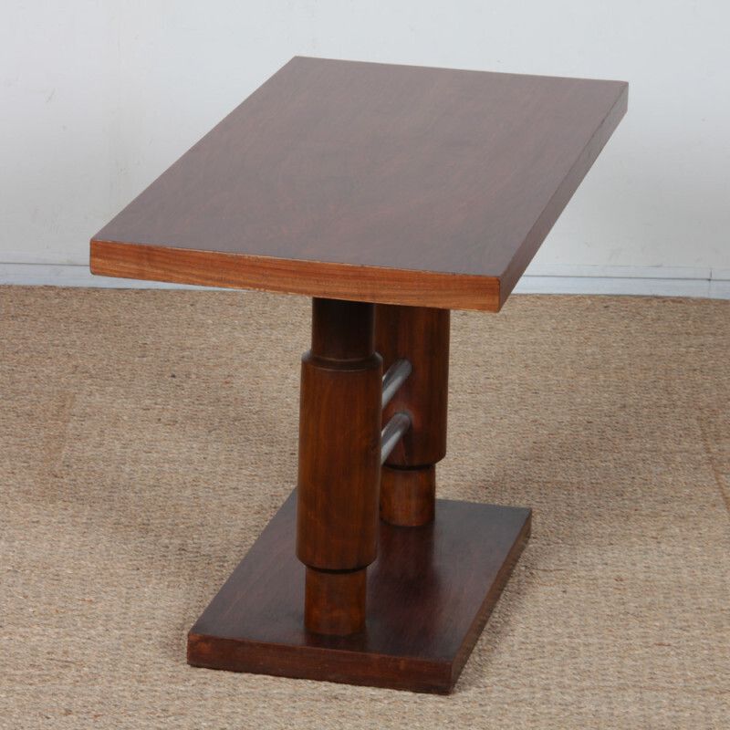 Modernist Coffee Table In Wood And Chrome Plated Metal, 1930. photo vinterior