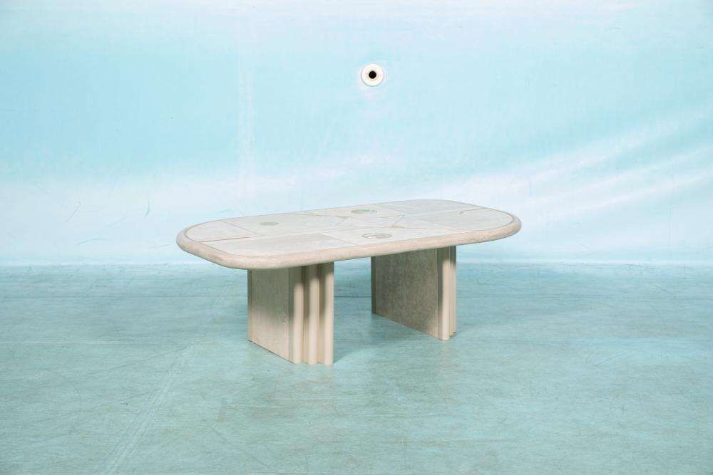 Vintage Travertijn Salontafel Fedam Jaren 80 Mid Century Modern photo vinterior