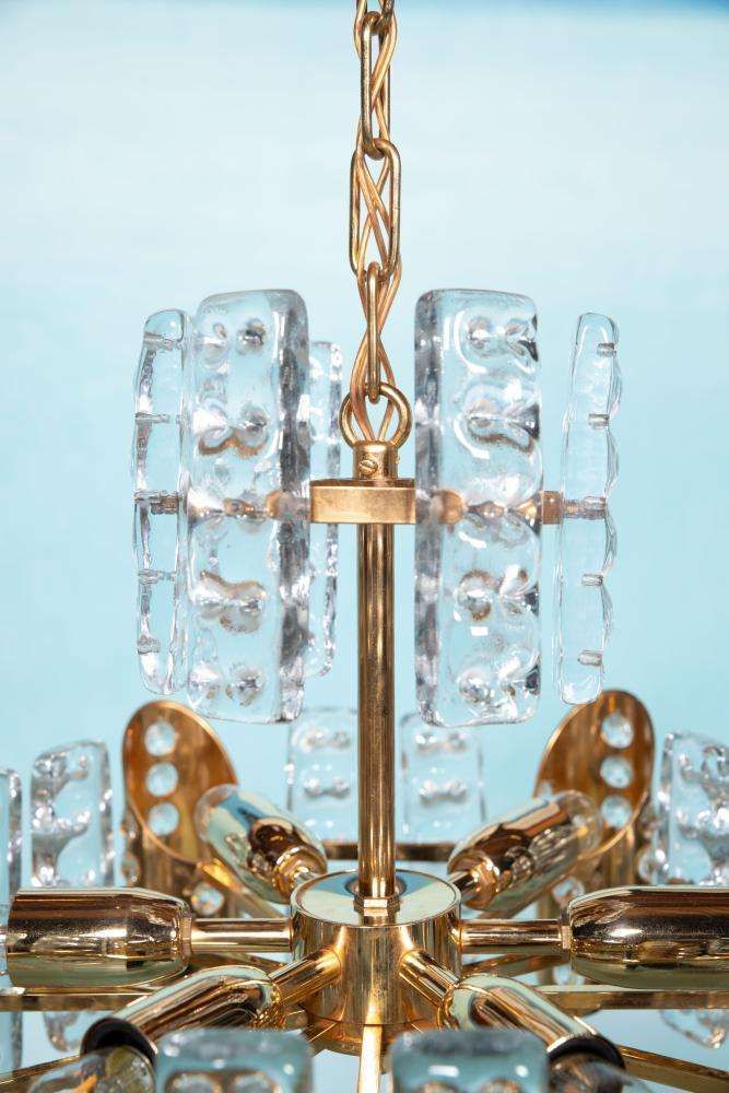 Midcentury Orrefors Gold Plated Crystal Hanging Lamp Fagerlund photo Lighting