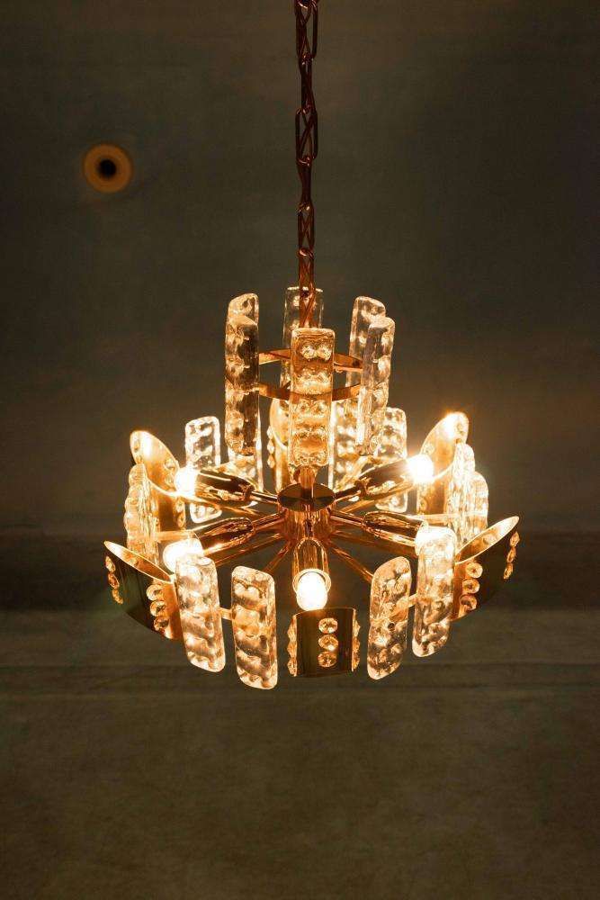 Lighting Midcentury Orrefors Gold Plated Crystal Hanging Lamp Fagerlund photo