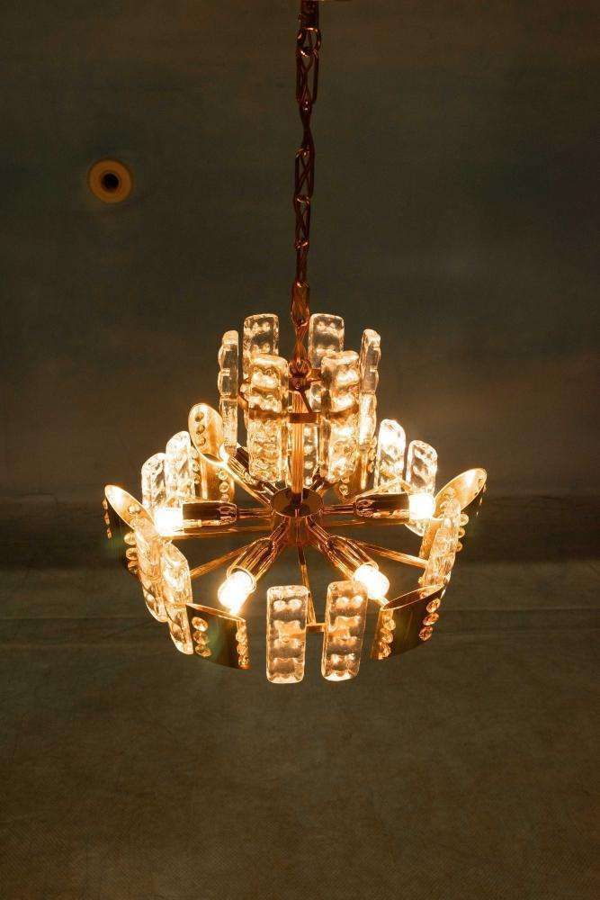 1340.0 Midcentury Orrefors Gold Plated Crystal Hanging Lamp Fagerlund photo