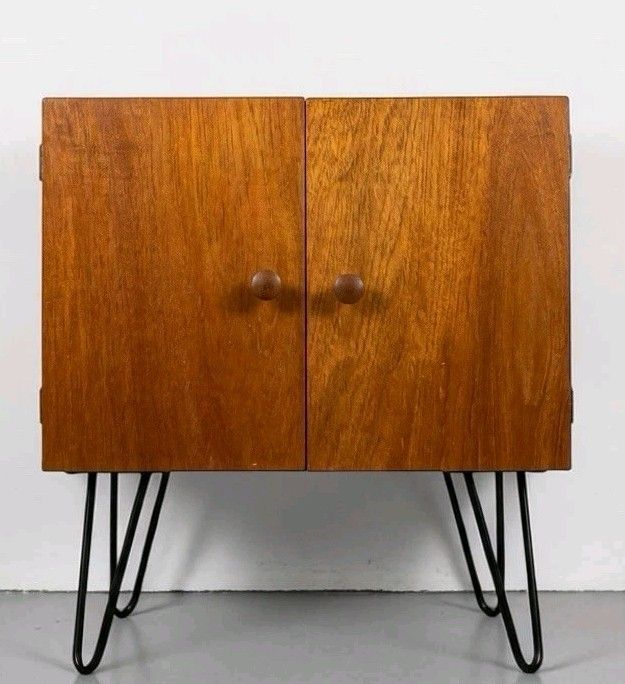 Mid Century Teak Record Cabinet Cupboard Mid Century Retro C1960s photo vintage