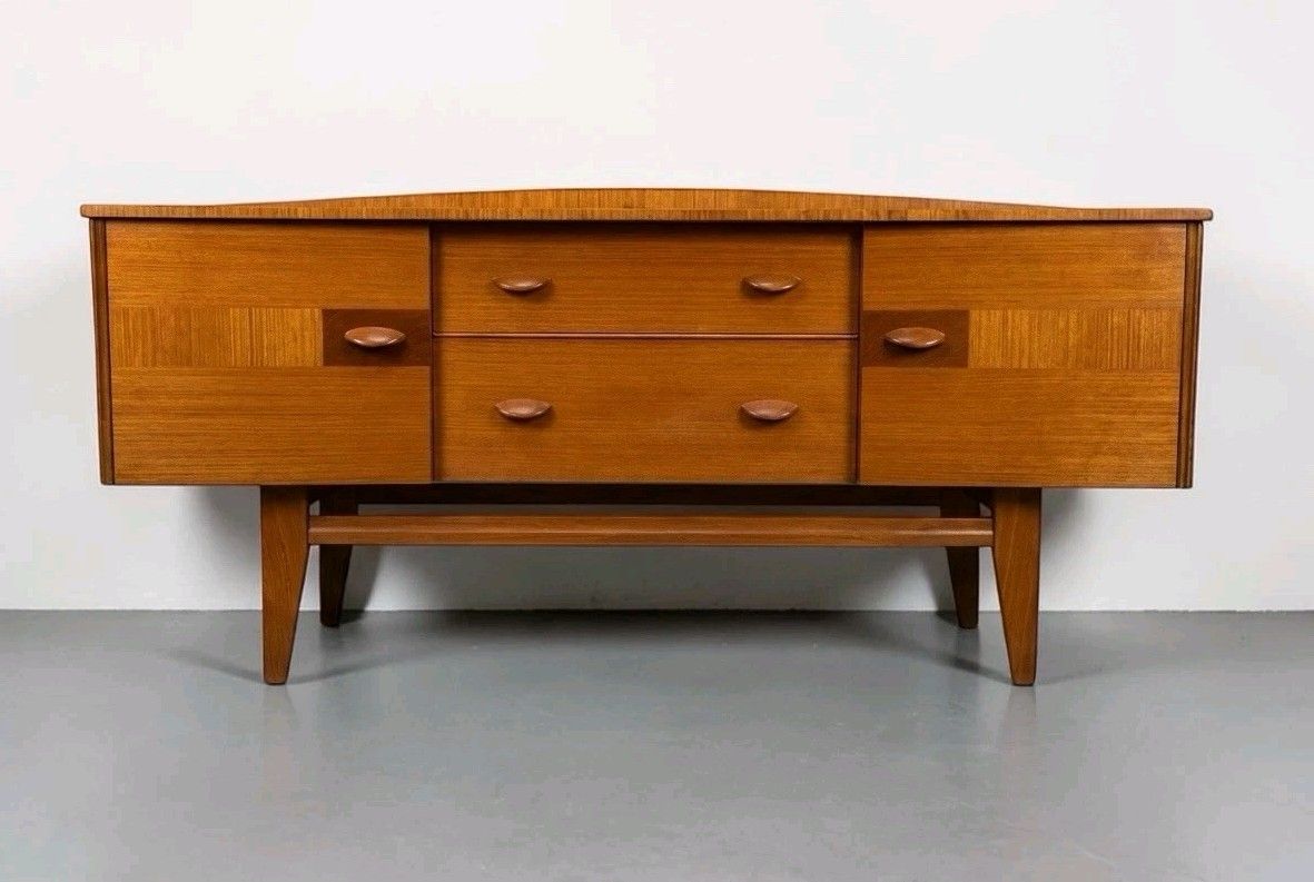 Vintage Stoneleigh Teak Sideboard Mid Century Retro Curved Surface Rare C1960s photo furniture