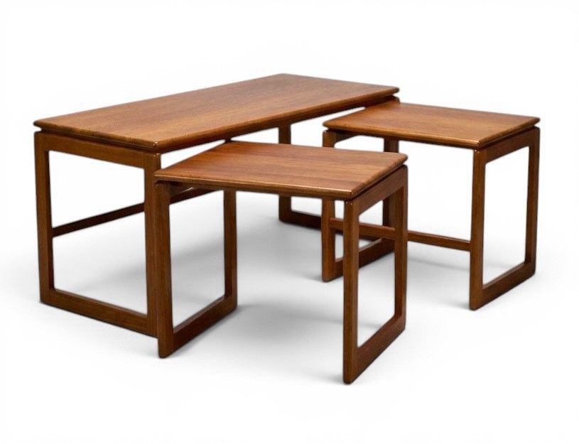 photo vinterior Arne Hovmand Olsen For Mogens Kold Solid Teak Nest Of Tables Rare Mid Century