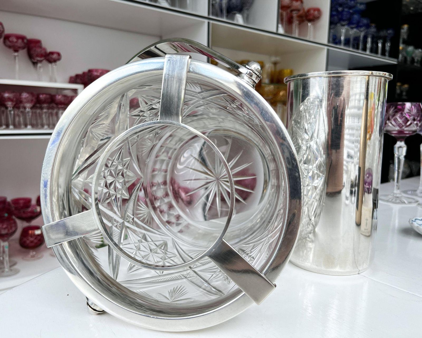 photo furniture Champagnekoeler | Wijnkoeler | Met Flessenhouder | Verzilverd Barware