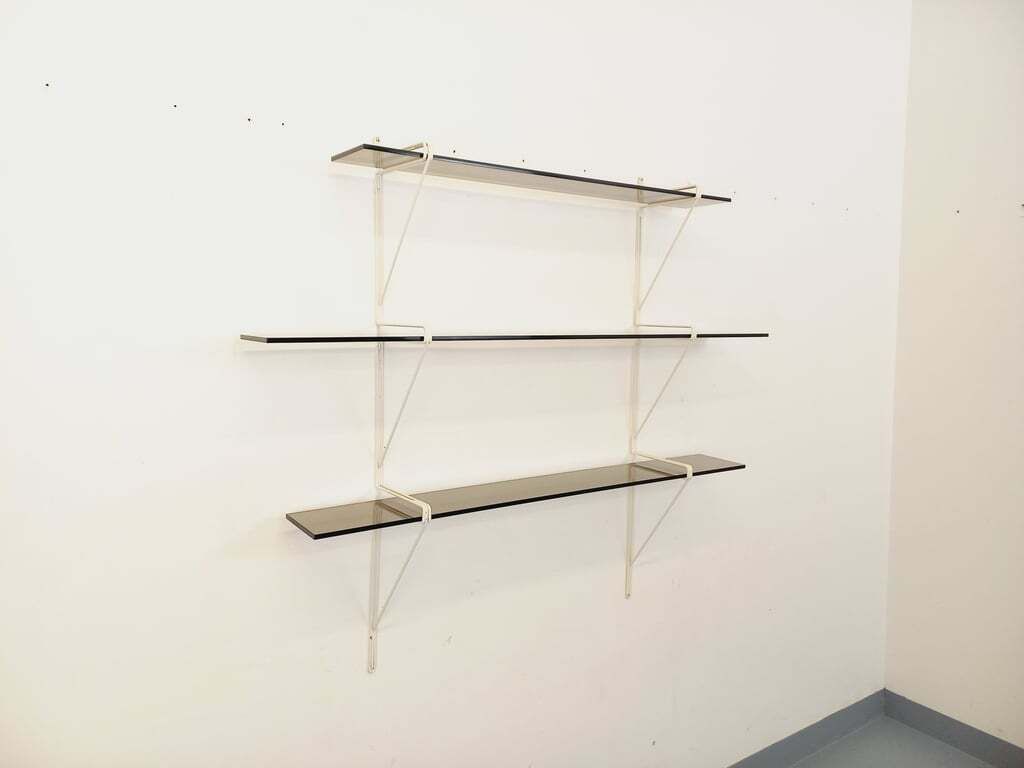 String Tomado Wall Shelf In Smoked Glass And White Metal