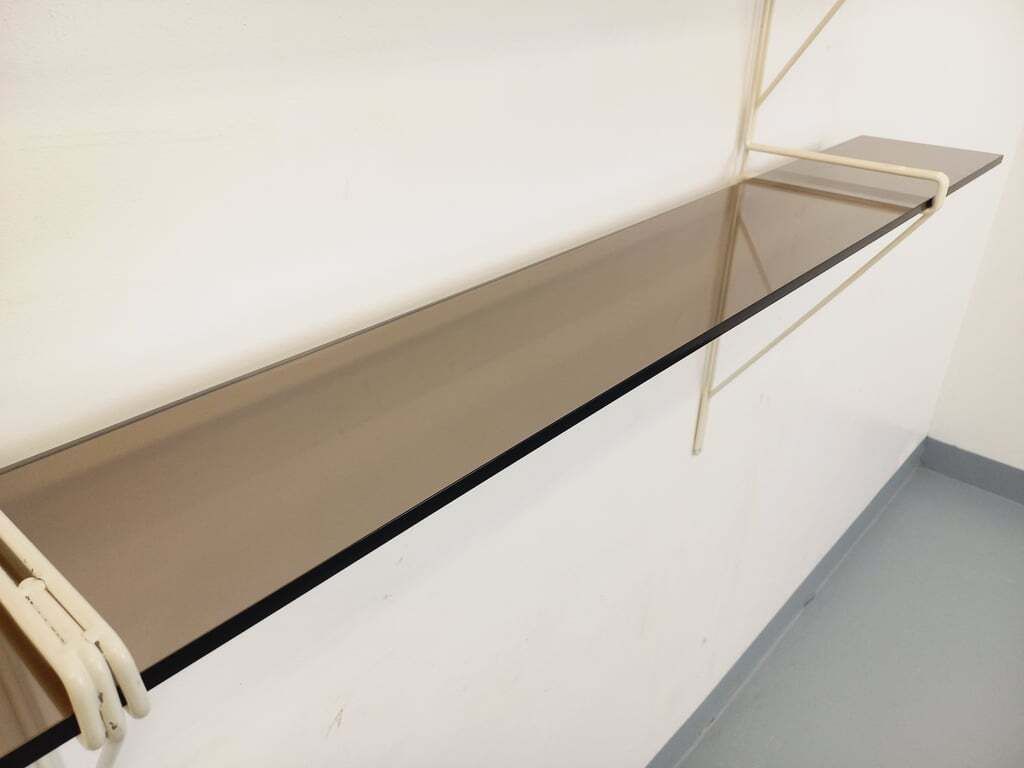 String Tomado Wall Shelf In Smoked Glass And White Metal photo buy