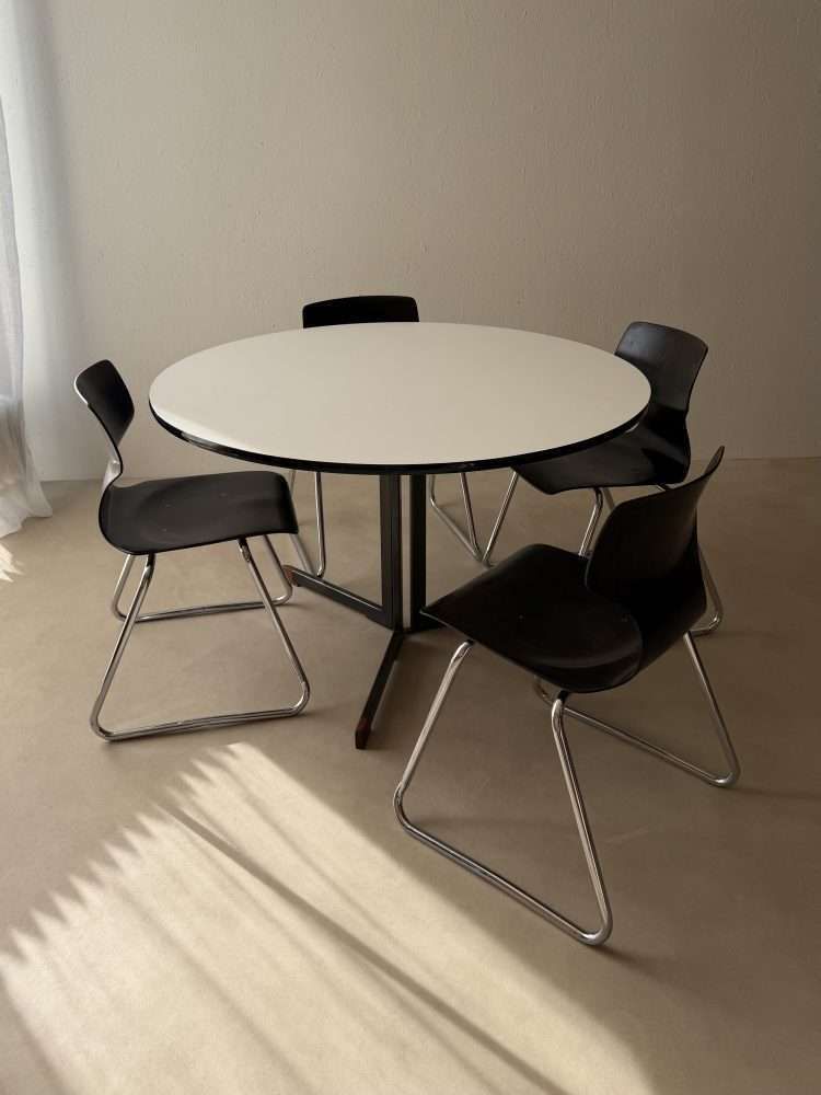 Vintage Flötotto Sled Chairs 1970s Ebony Chrome
