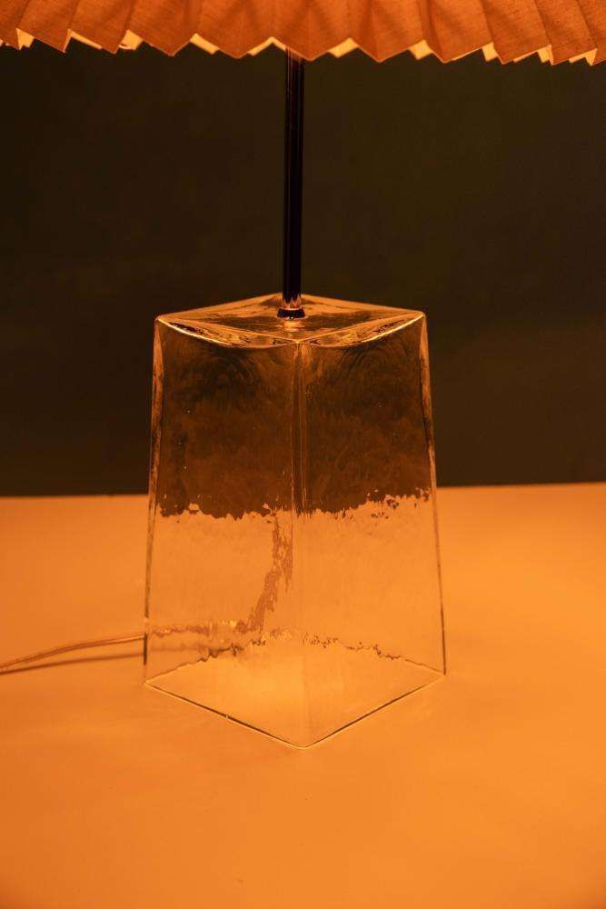 Minimalist Glass Table Lamp From The 1980s With A Pleated Shade photo furniture
