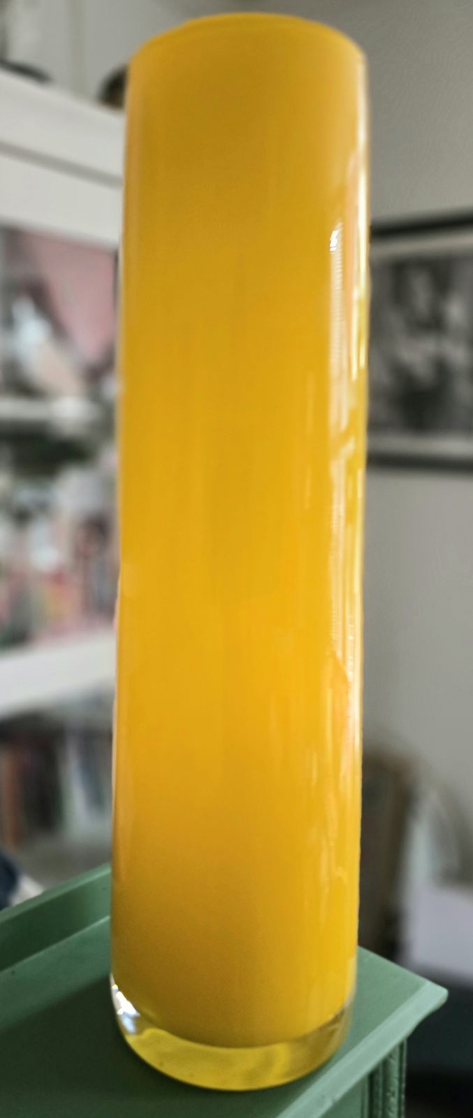 Large Mid Century Italian Yellow Glass Vase photo vinterior