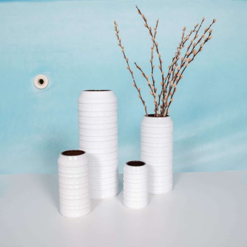 Home Decor West Germany Vases Set Of Four White Ceramic Carstens Tönnieshof 1960s 70s photo