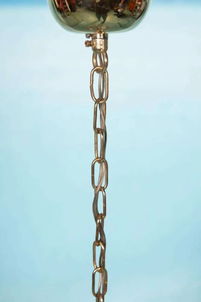 photo vinterior Midcentury Palwa Chandelier Pendant Lamp Crystal, Glass & Brass