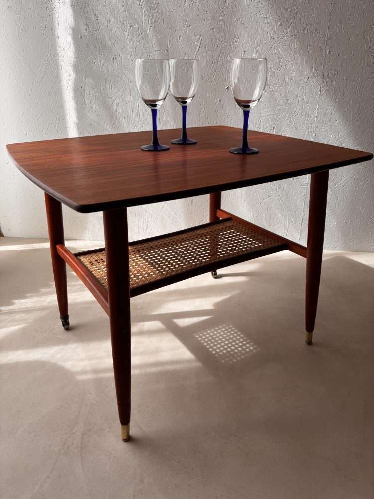 Swedish Design Side Table Alberts Mahogany & Webbing 1960s photo vinterior
