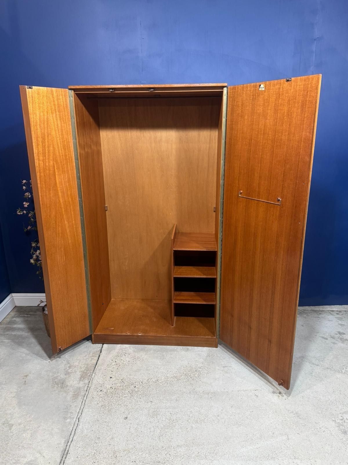 photo for sale Vintage Mid Century Teak Wardrobe 1960s Avalon Single Mirror Retro