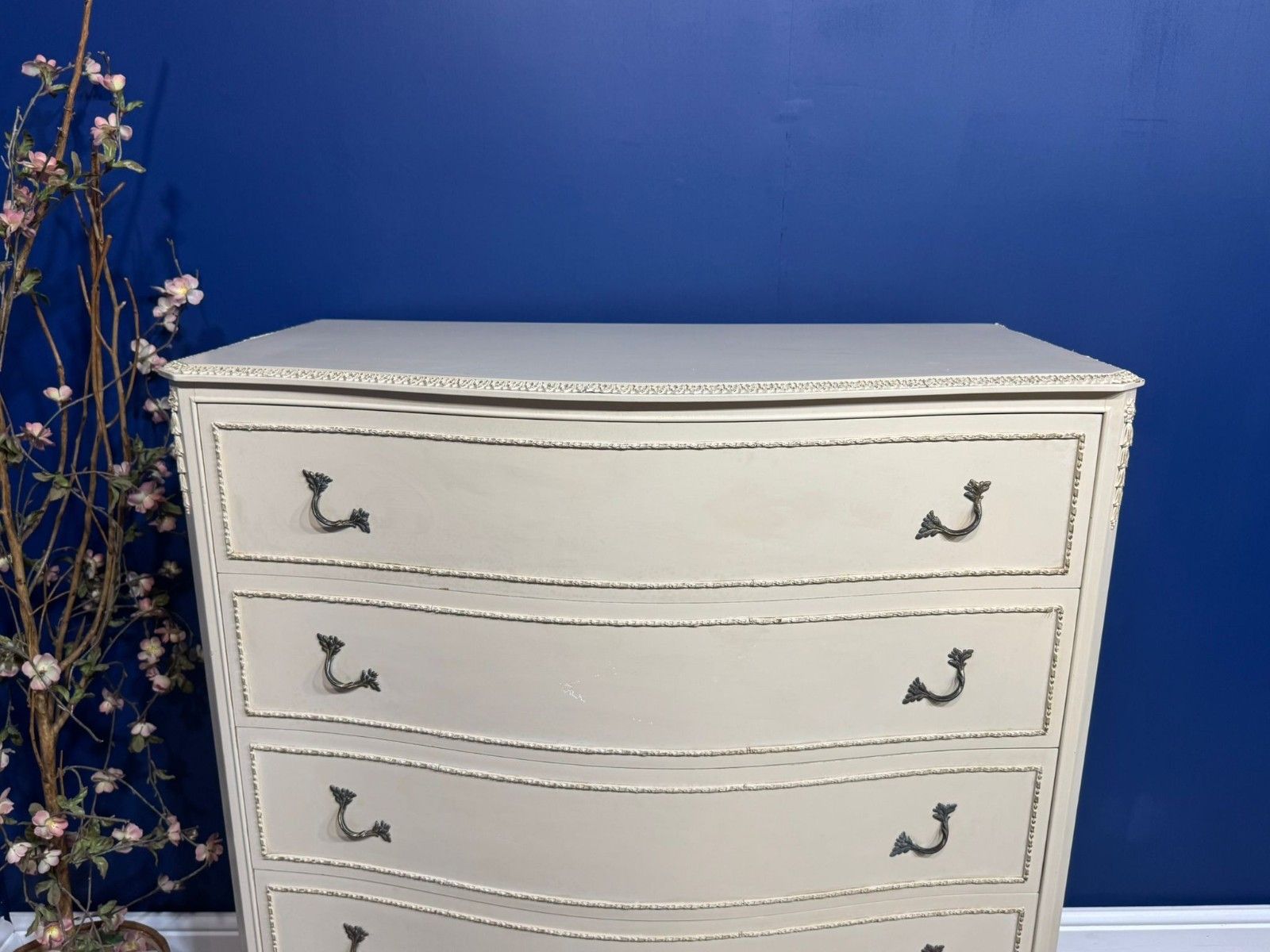 Vintage Olympus Chest Of Drawers White Cream French Louis XV Style 5 Drawers photo buy
