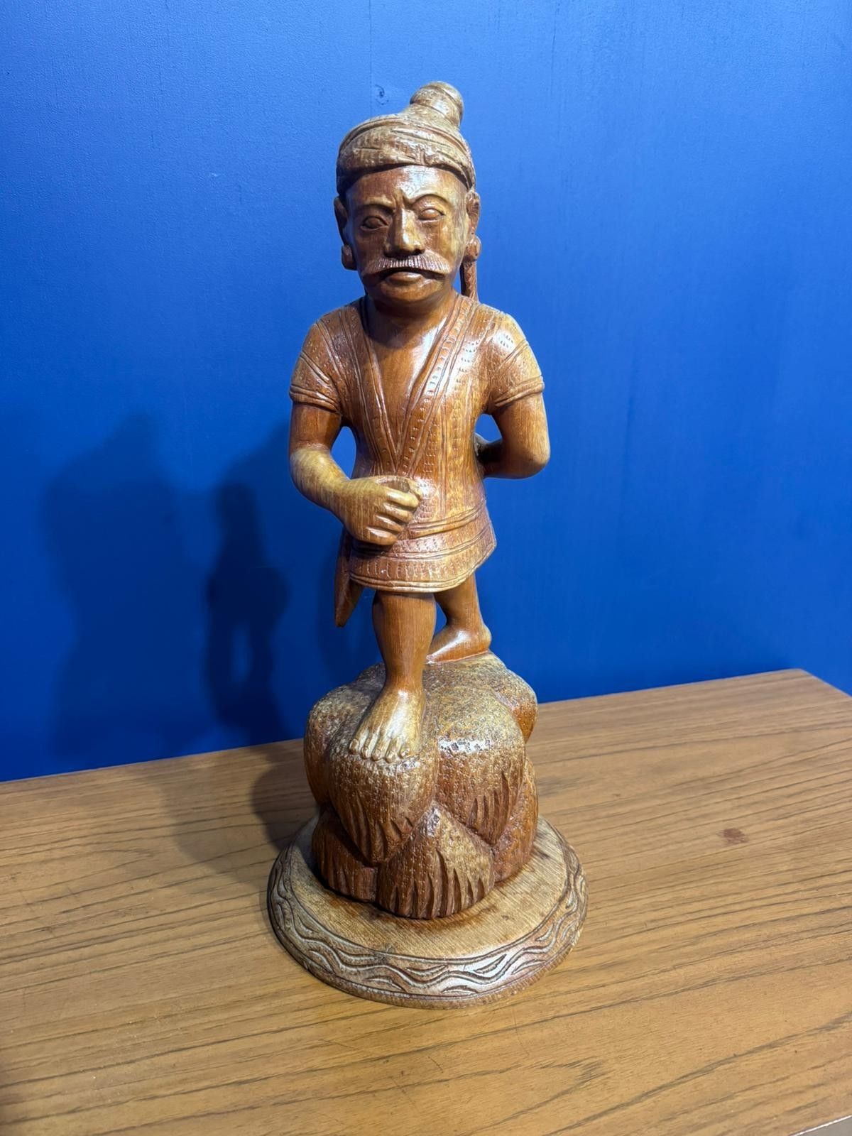 Vintage Wood Carved Indonesian Figure Carrying A Basket Sculpture Statue photo furniture