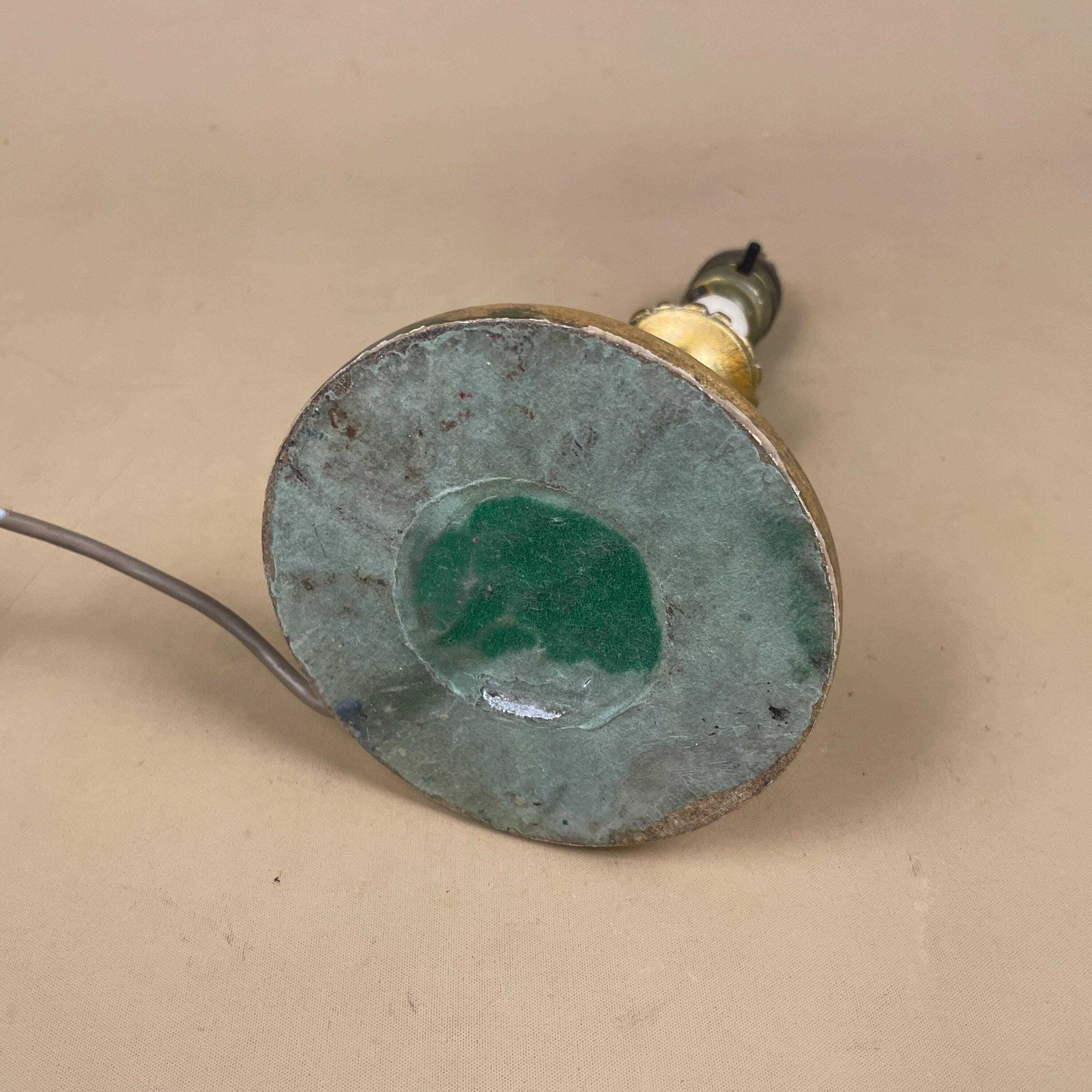 Hand Carved Wood Gold Painted Lamp Wooden Light Bedside Table Antique Edwardian Farmhouse Cottage Country Candlestick Top photo buy