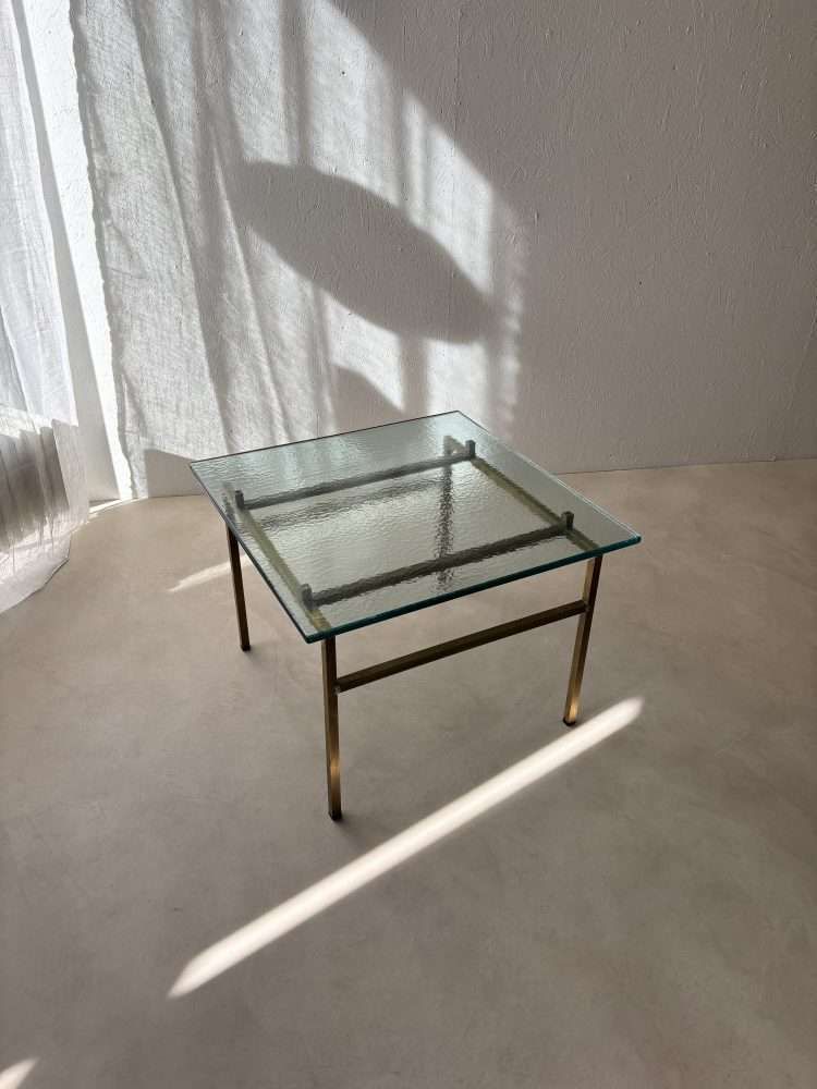 Swedish Brass Coffee Table With Marbled Glass Top, 1960s photo for sale