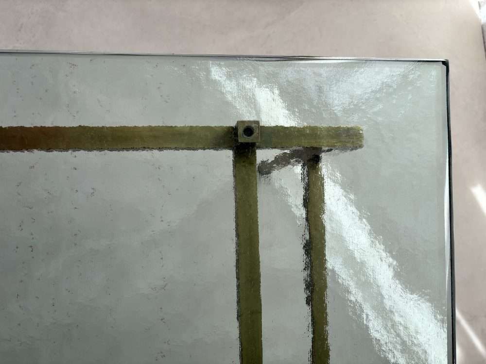 Swedish Brass Coffee Table With Marbled Glass Top, 1960s photo vintage