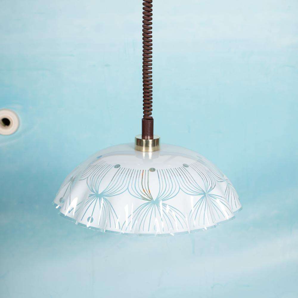 Space Age Glass Pendant Lamp 70s, Vintage Glass Pendant Sweden photo furniture