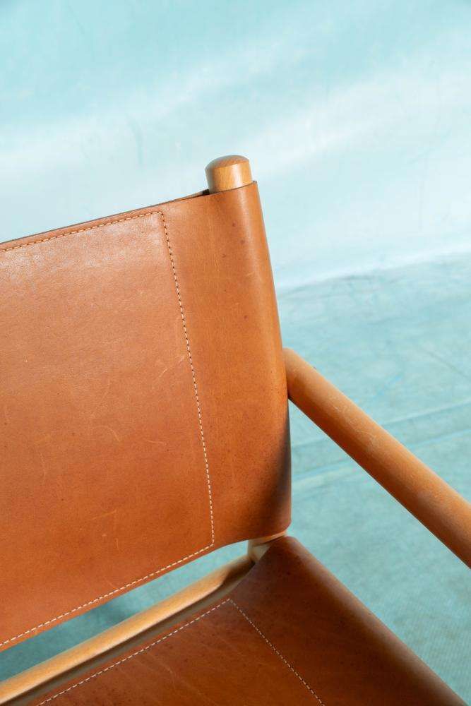 Deense Safari Fauteuil Beukenhout Leer Jaren 1970 photo Meubels