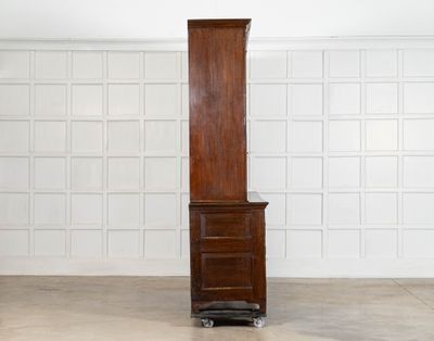 photo furniture Monumental English Georgian Breakfront Oak Estate Housekeepers Cupboard