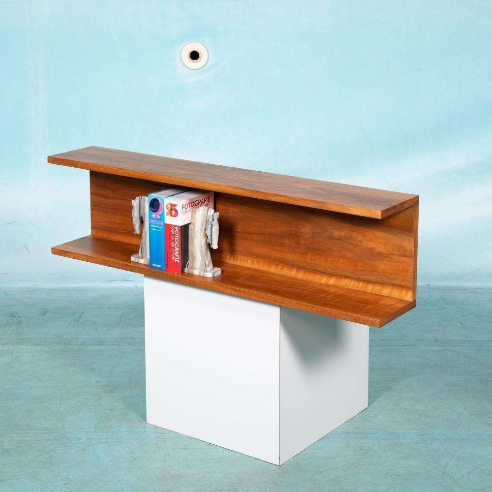 Minimalistische Wandconsole In Walnootfineer, Mid Century photo for sale