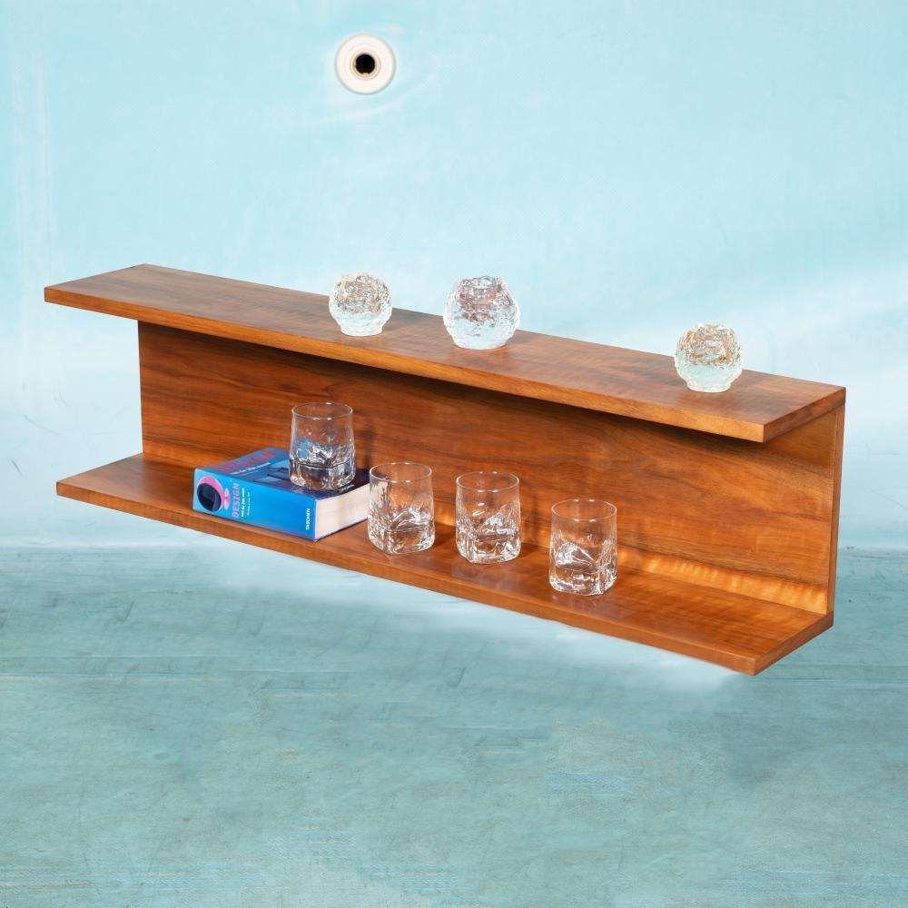 Meubels Minimalistische Wandconsole In Walnootfineer, Mid Century photo