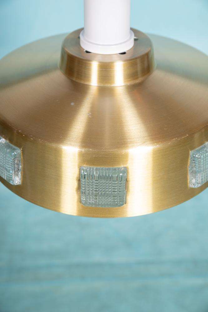Space Age Hanglamp Jaren 60/70, Glas Messing Retro Hanglamp photo Verlichting