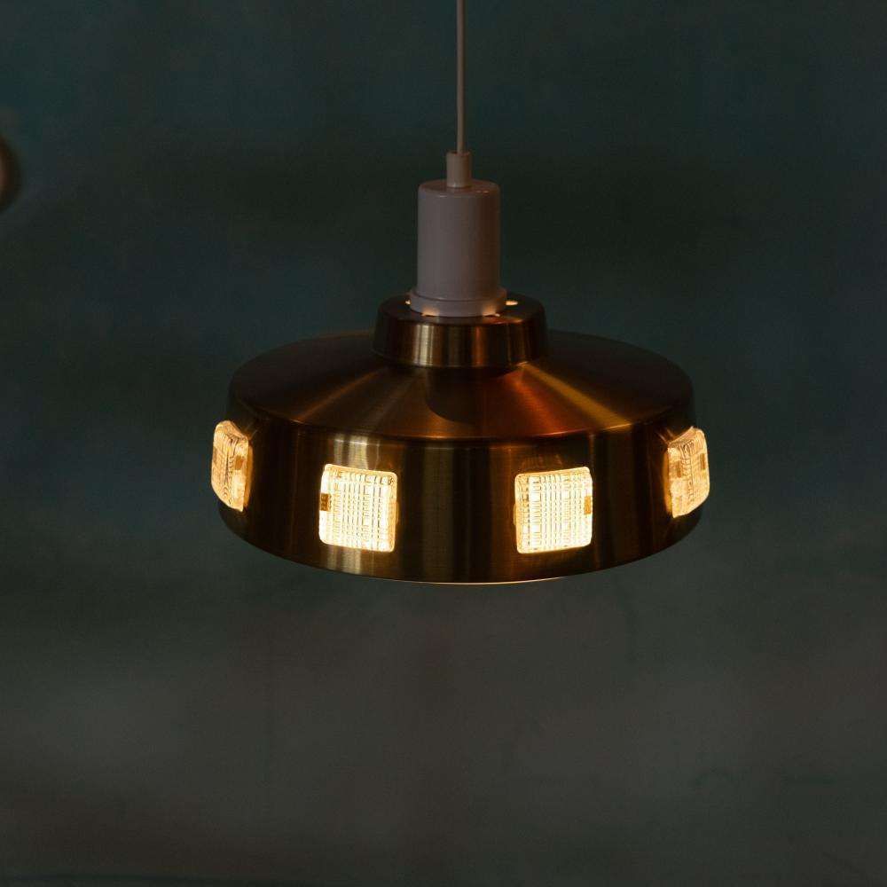 photo buy Space Age Hanglamp Jaren 60/70, Glas Messing Retro Hanglamp
