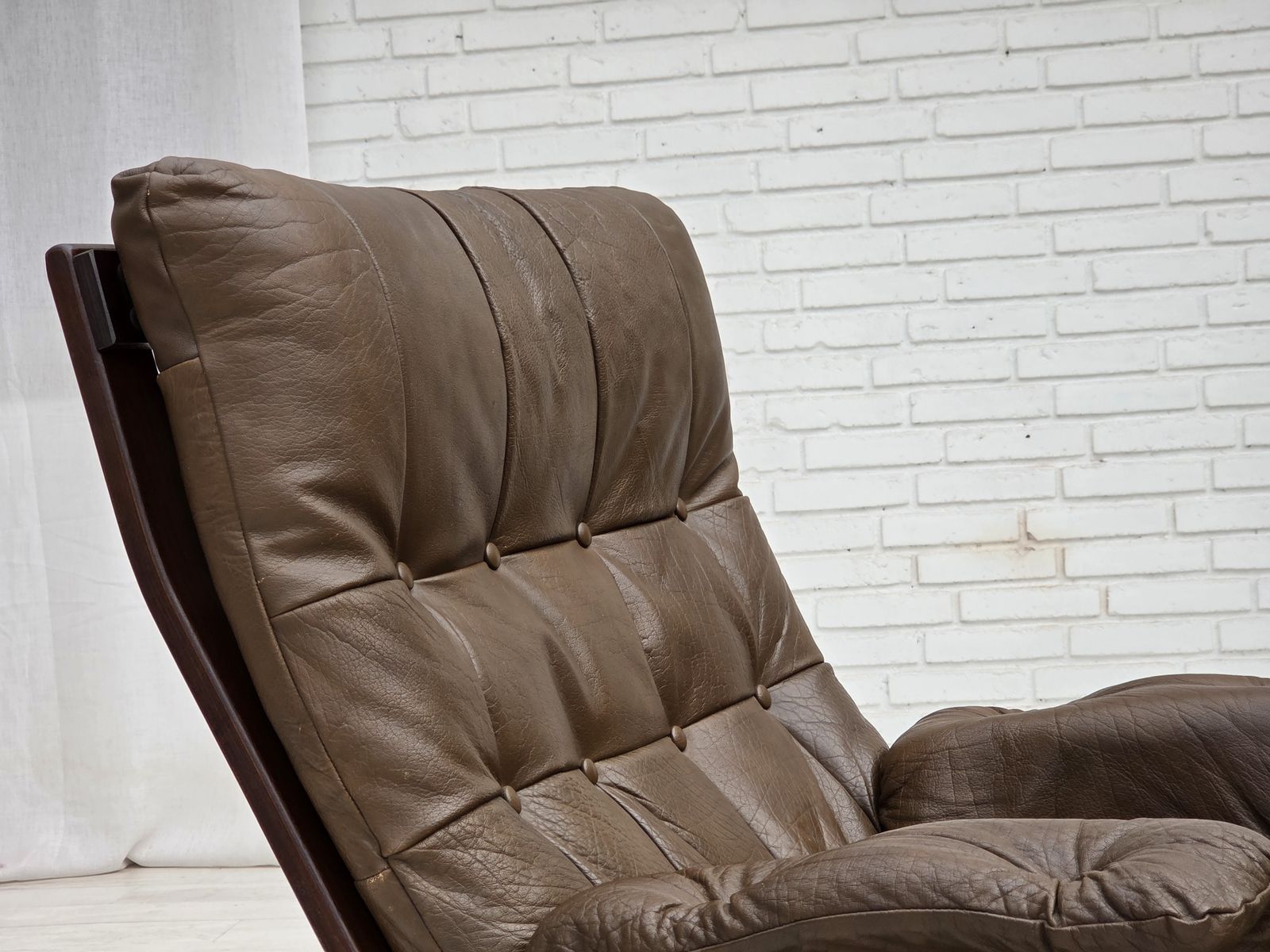 1970s, Scandinavian Design, Armchair In Brown Furniture Leather. photo for sale