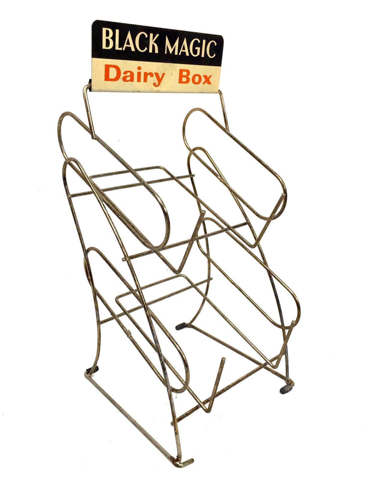 Antique Advertising Shop Counter Display Stand Black Magic Dairy Box Metal Sign photo furniture