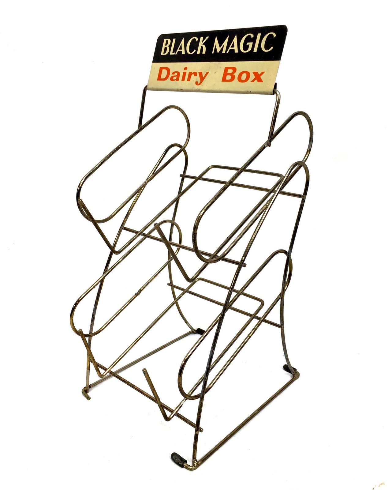 Antique Advertising Shop Counter Display Stand Black Magic Dairy Box Metal Sign photo 85.0