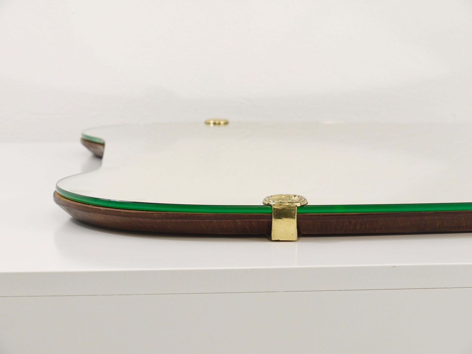 Scultpural Brass Hand Mid Century Wall Mirror, Italy, 1950s photo vinterior