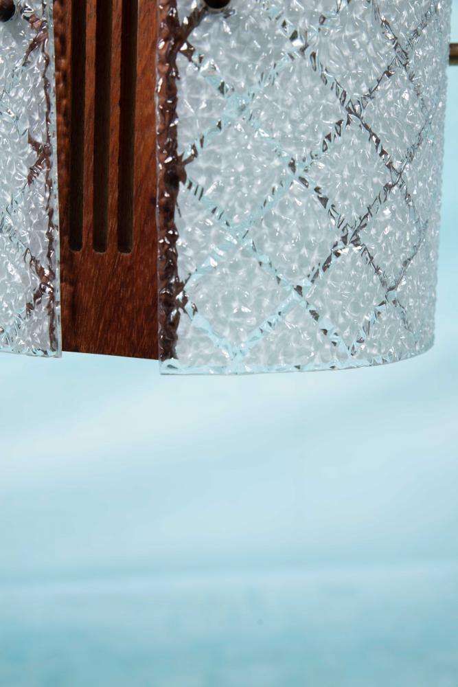 photo for sale Vintage Hanglamp Uit De Jaren 1960, Teak, Glas En Messing.
