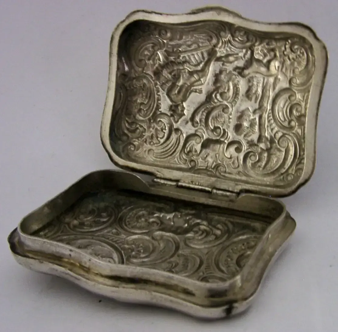 Boîte de chasse au faisan en argent massif, importation française d'époque, 54 g, vers 1900 photo vintage