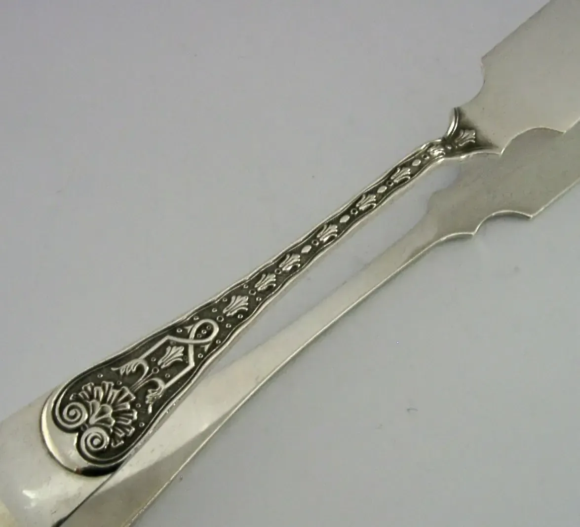 Large 148g Sterling Silver Serving Sandwich Vegetables Tongs 1963 Garrards photo for sale
